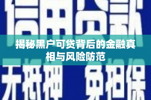 信州揭秘黑户可贷背后的金融真相与风险防范