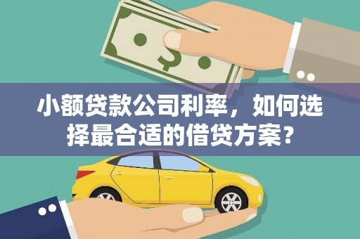 信州小额贷款公司利率，如何选择最合适的借贷方案？