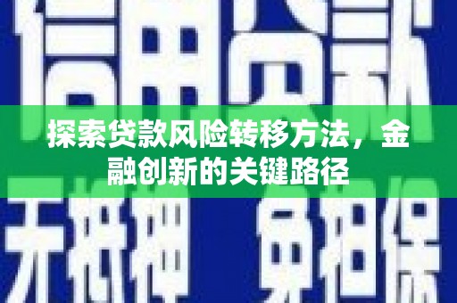 信州探索贷款风险转移方法，金融创新的关键路径